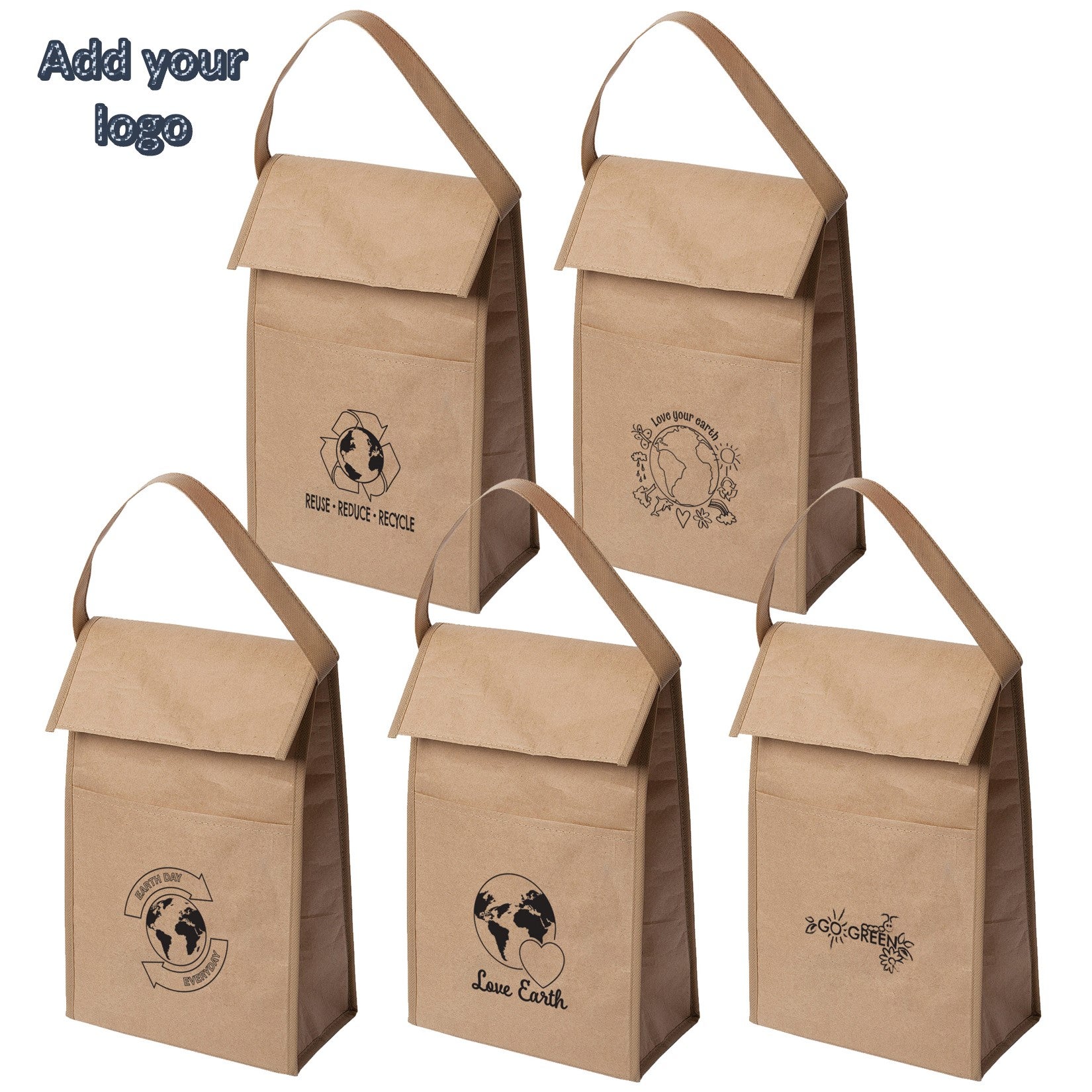 Recycled Insulated Kraft Lunch Bag Earth Day 7x11x4 Eco